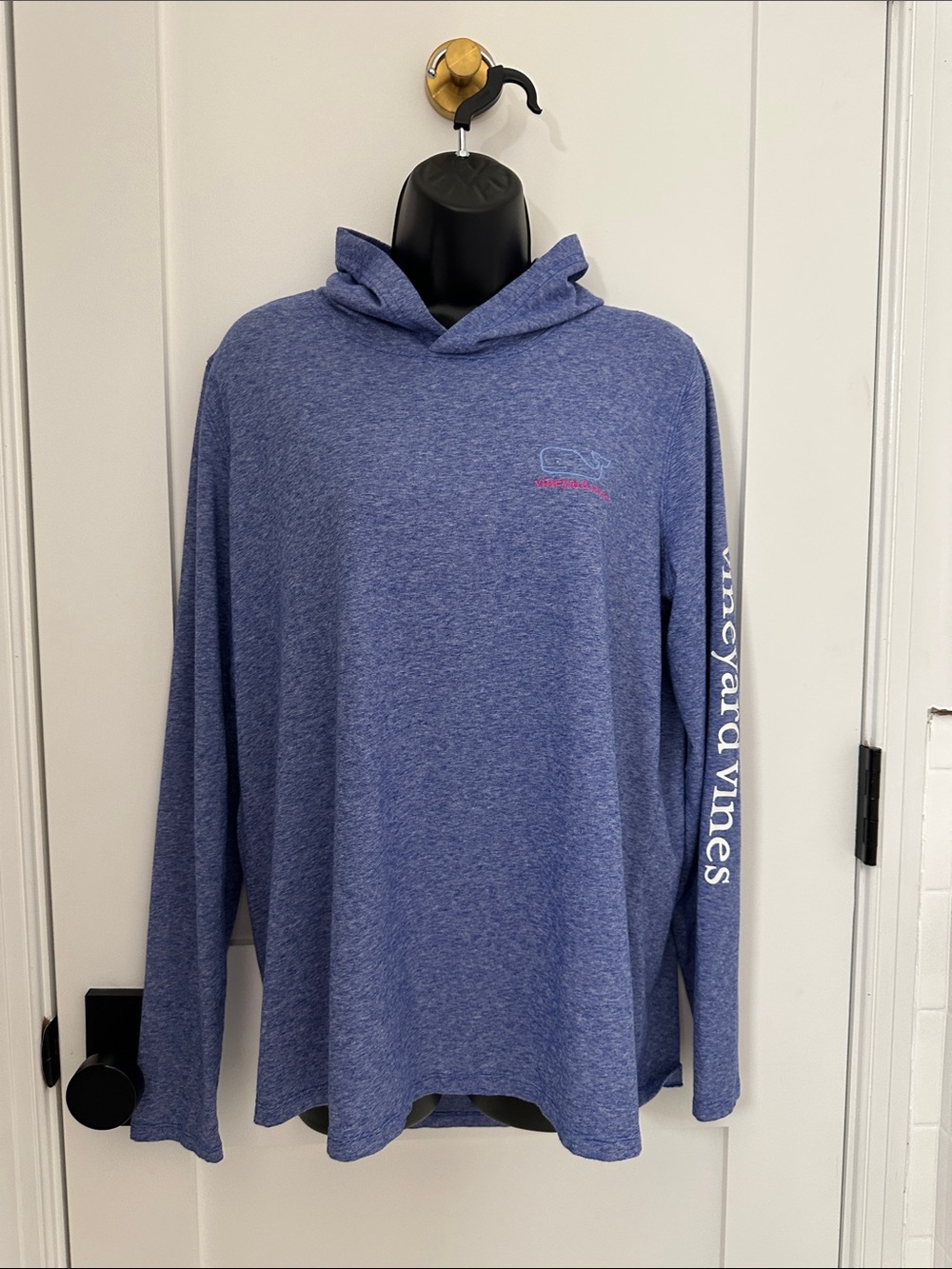 Vineyard Vines Heathered Blue Hooded Long Sleeve Tee